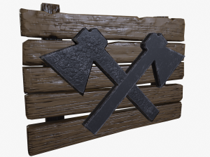 stylized pillar signboard low-poly Modello 3D