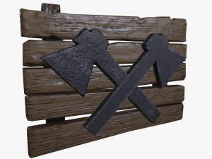 stylized pillar signboard low-poly 3D Model