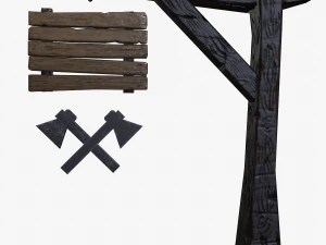 stylized pillar signboard low-poly 3D Model