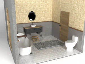 Retro Bathroom 3D Model