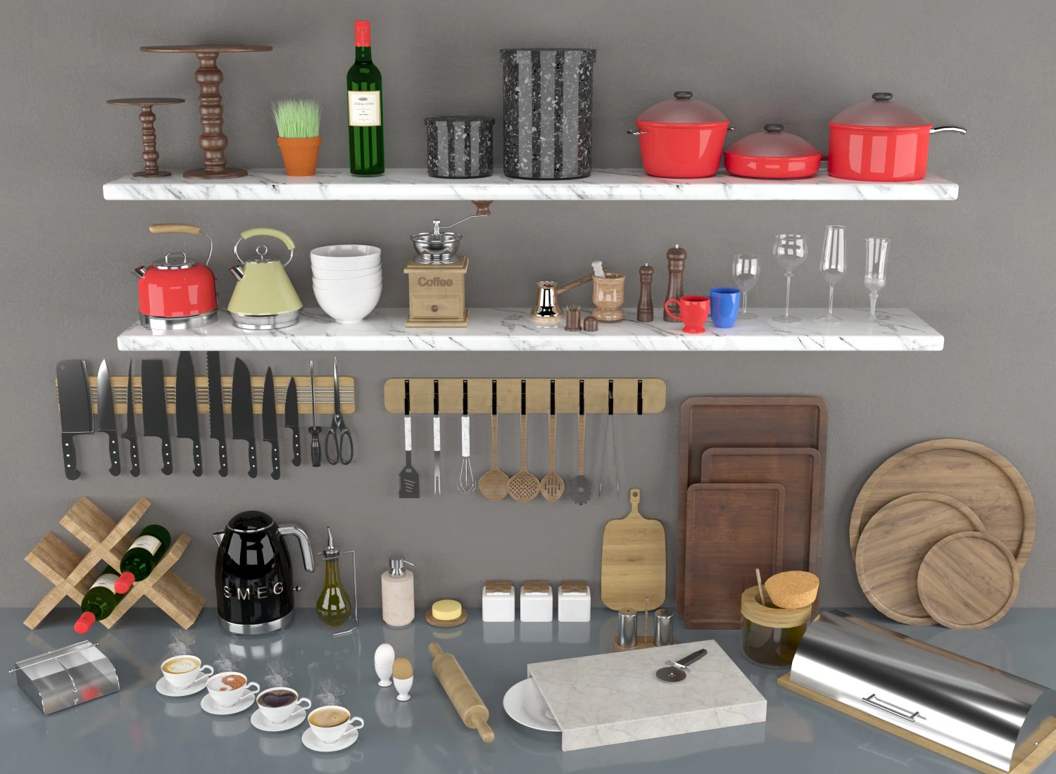 Kitchen Collection 3D Model .c4d .max .obj .3ds .fbx .stl .blend
