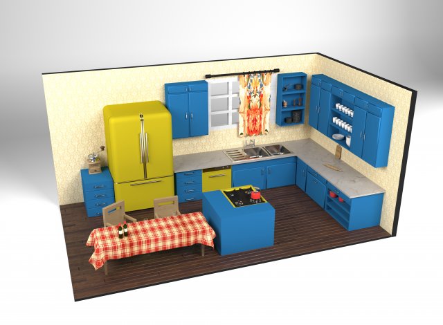 Classic Kitchen 3D Model .c4d .max .obj .3ds .fbx .stl .blend 