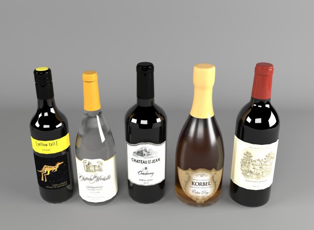 Wine colletion Low-poly Modelo 3D .c4d .max .obj .3ds .fbx .stl .blend 