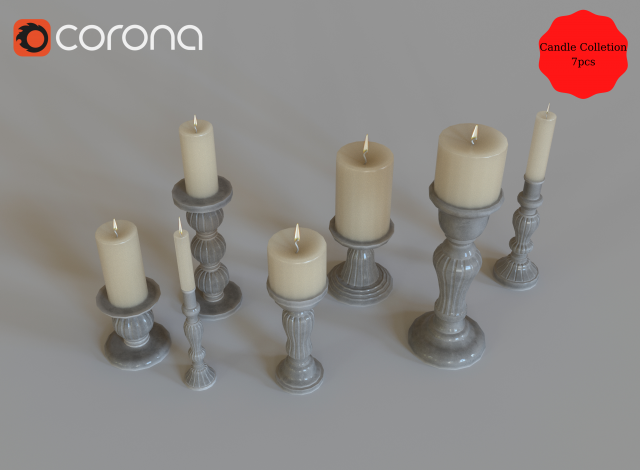 Vintage candle colletion 3Dモデル .c4d .max .obj .3ds .fbx .stl .blend 