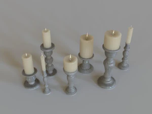 Vintage candle colletion 3D Model