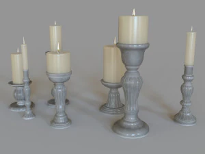 Vintage candle colletion 3D Model