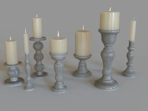 Vintage candle colletion 3D Model