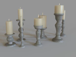 Vintage candle colletion 3D Model