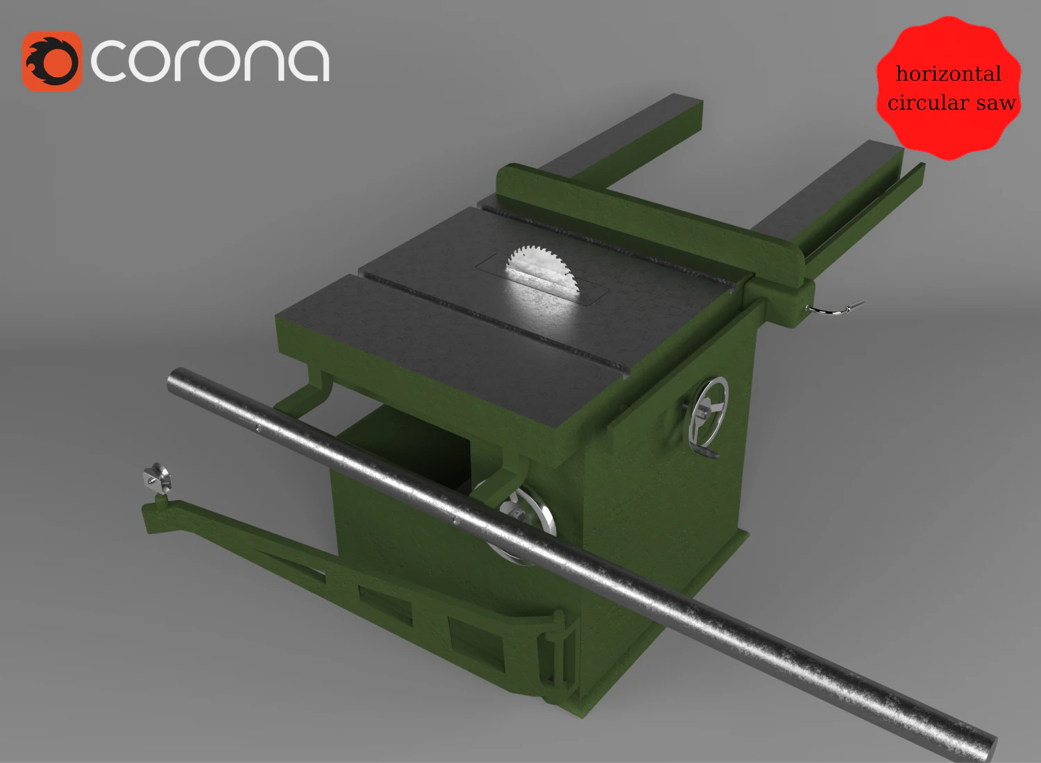 Horizontal circular saw 3D Model .c4d .max .obj .3ds .fbx .stl .blend 