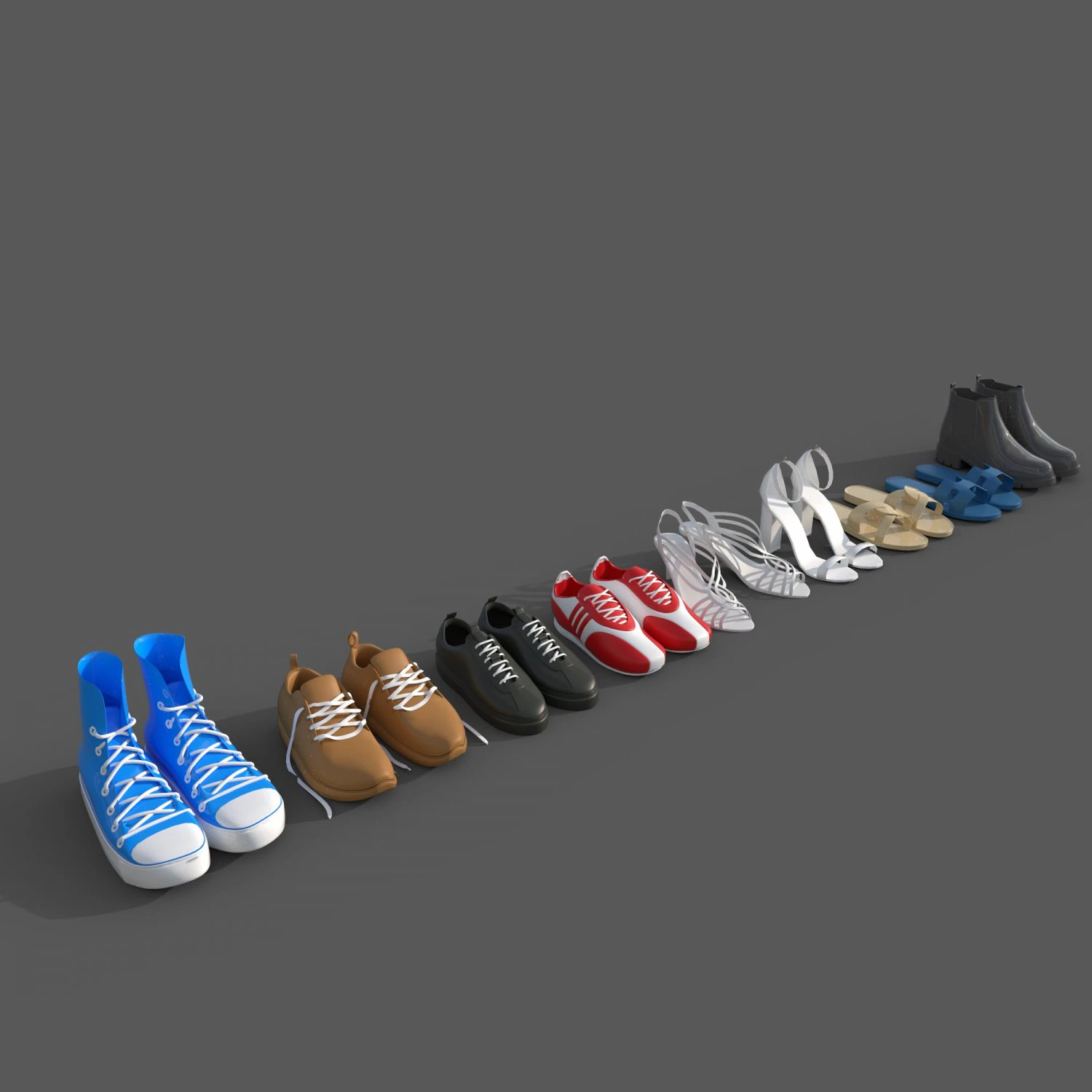 シューズコレクション-01 3Dモデル .c4d .max .obj .3ds .fbx .stl .blend 