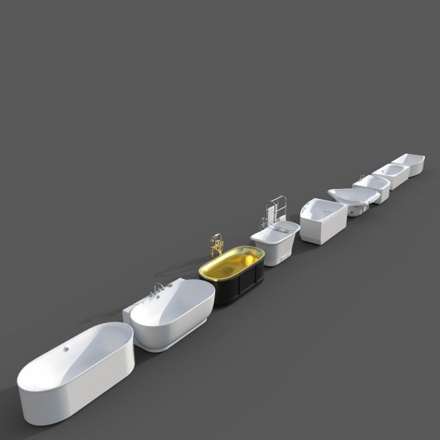Bathtub Collection-01 3D मॉडल .c4d .max .obj .3ds .fbx .stl .blend 