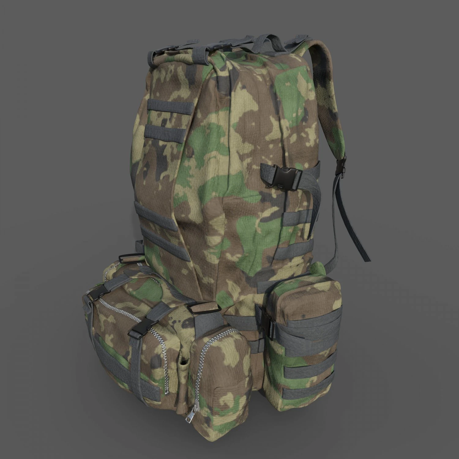 Military Backpack 3D Model .c4d .max .obj .3ds .fbx .stl .blend 
