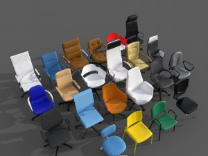 Office Chair Set Model 3D