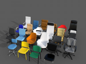 Office Chair Set Model 3D