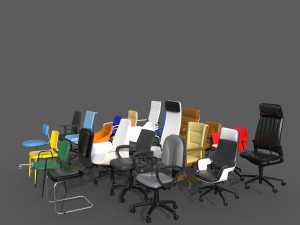Office Chair Set Model 3D