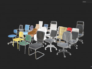 Office Chair Set Model 3D