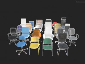 Office Chair Set 3D Model
