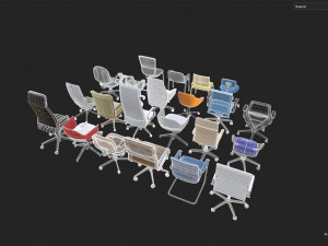Office Chair Set Model 3D