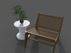 Silla y mesa de centro. Modelo 3D