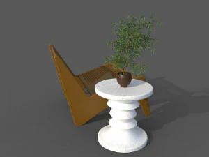 Chair and coffee table 3D Model
