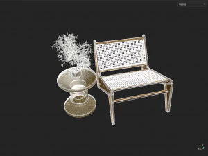 Chair and coffee table 3D Model