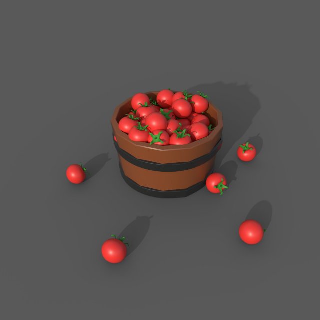 Bucket Full Of Tomatoes Modello 3D .c4d .max .obj .3ds .fbx .stl .blend 