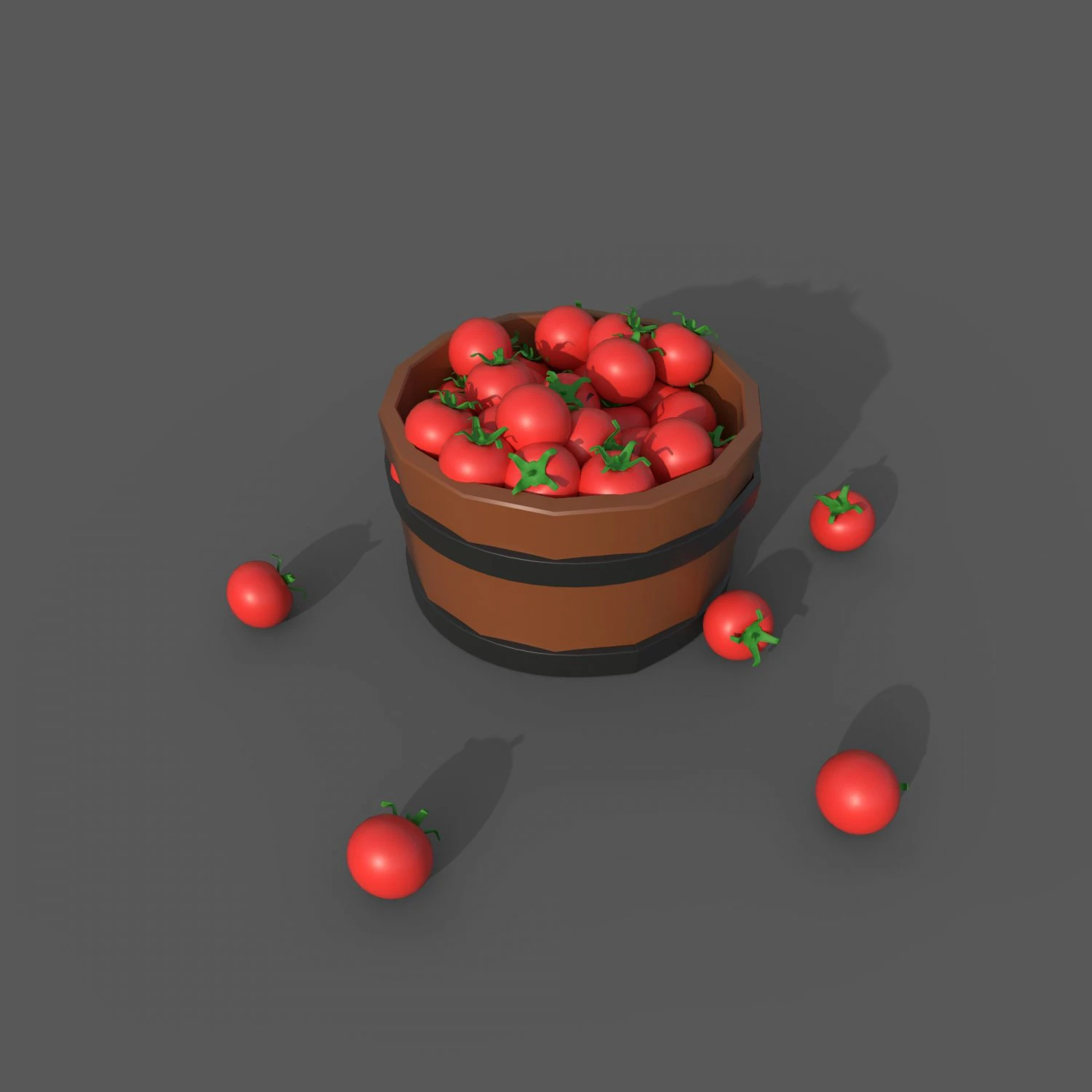 Bucket Full Of Tomatoes 3D Model .c4d .max .obj .3ds .fbx .stl .blend 