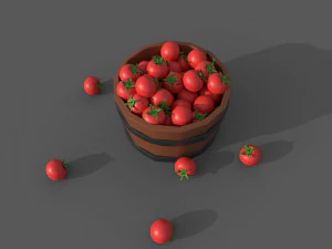 Bucket Full Of Tomatoes 3D Model