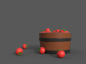 Bucket Full Of Tomatoes 3D Model