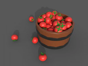 Bucket Full Of Tomatoes 3D Model