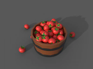 Bucket Full Of Tomatoes 3D Model