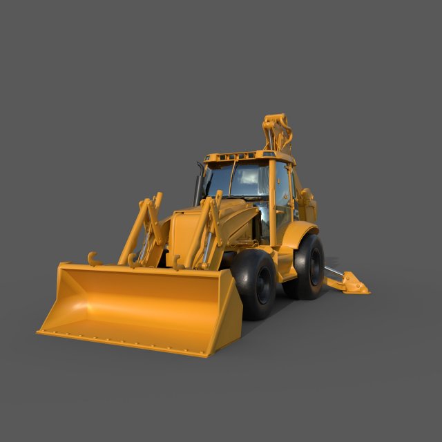 Backhoes 3D Modell .c4d .max .obj .3ds .fbx .stl .blend