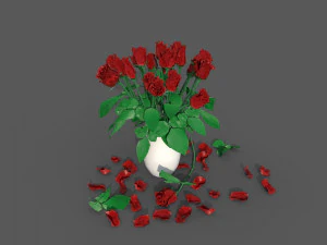 Roses in the vase 3D Model