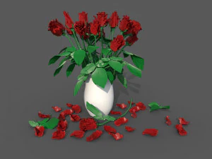 Rosas no vaso Modelo 3D