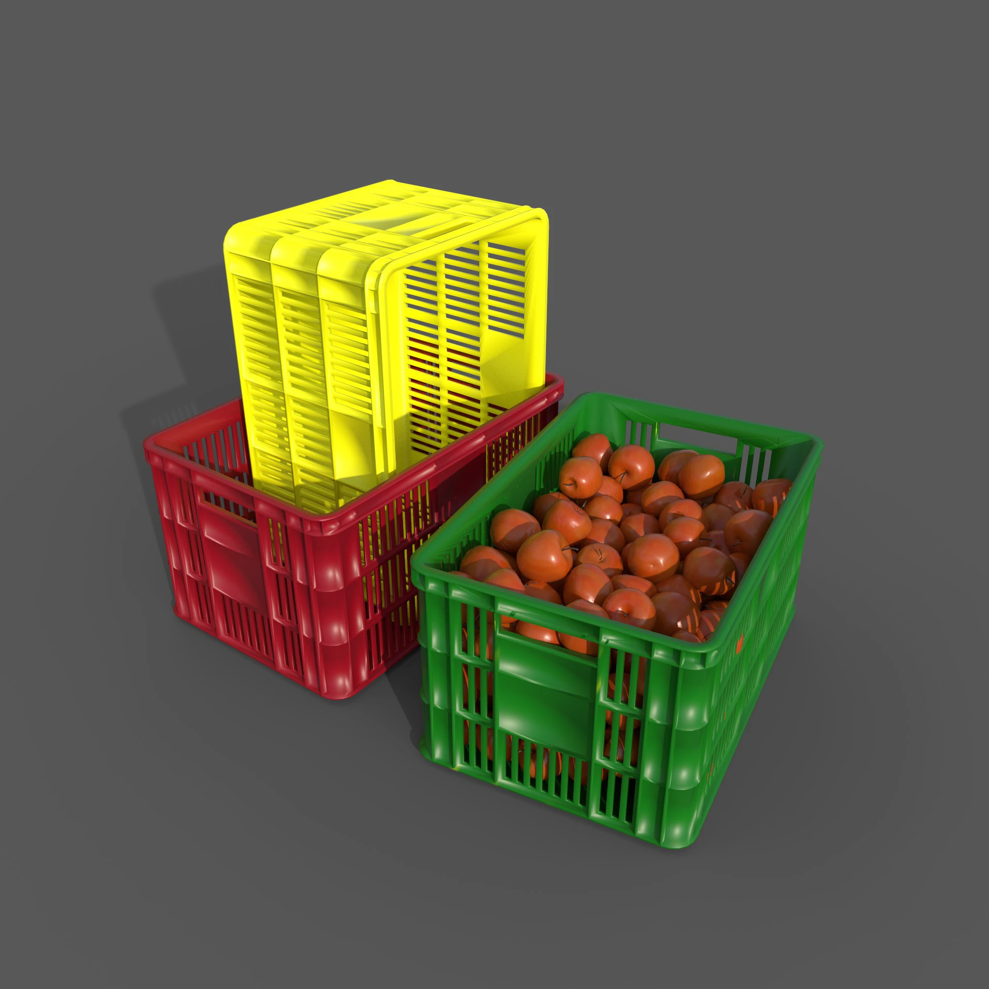 Apple basket 3D Model .c4d .max .obj .3ds .fbx .stl .blend