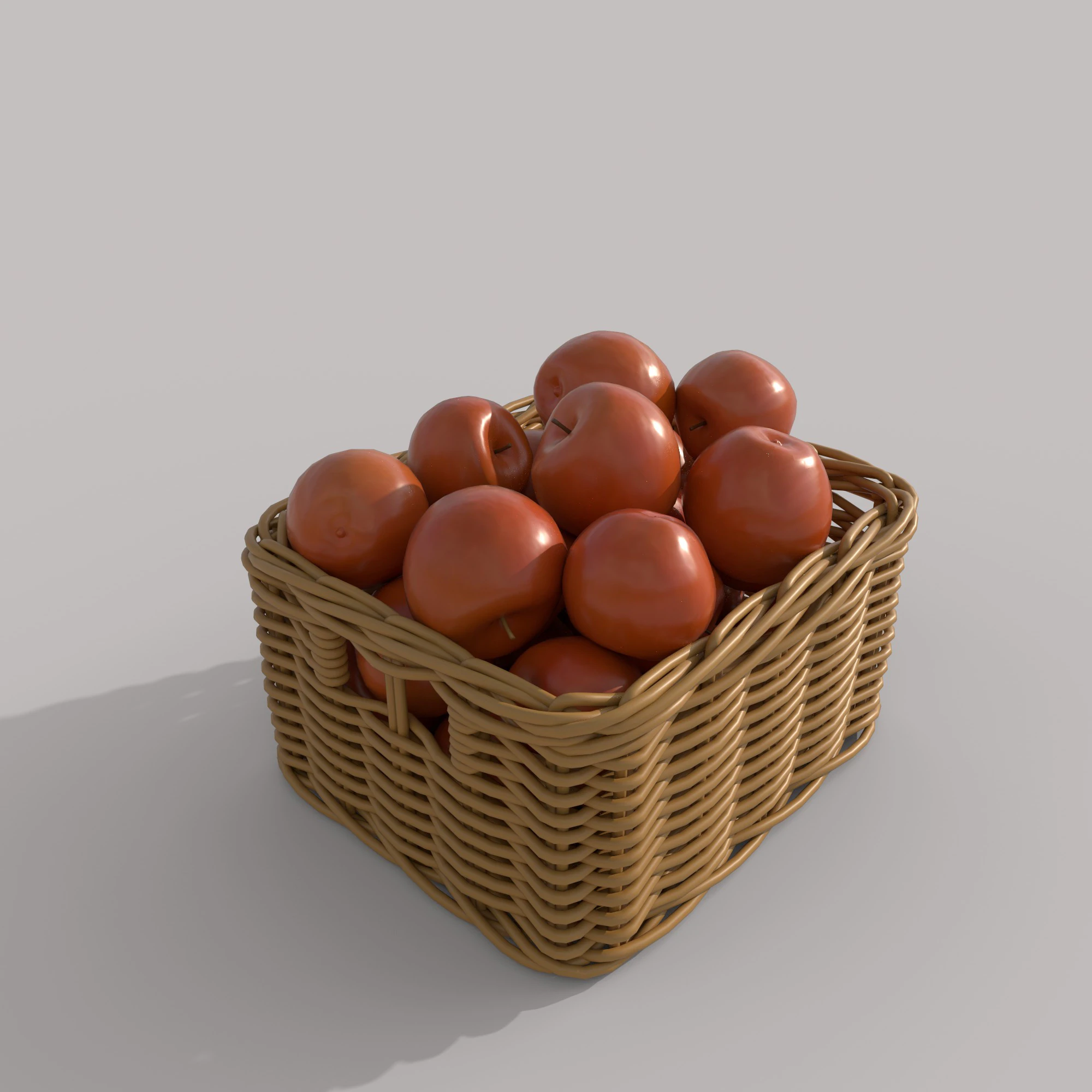 Apple Basket 3D Model .c4d .max .obj .3ds .fbx .stl .blend 