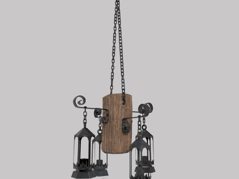 Hanging Chandelier Medieval 3D Model