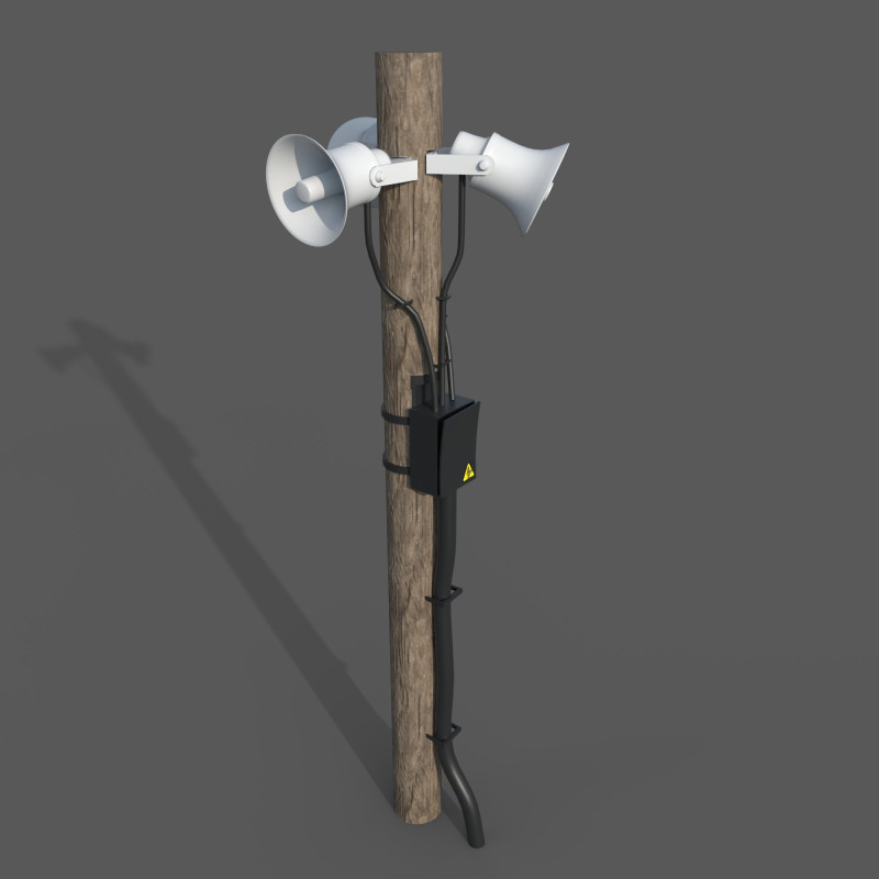 Megaphone pole 3D Model .c4d .max .obj .3ds .fbx .stl .blend 