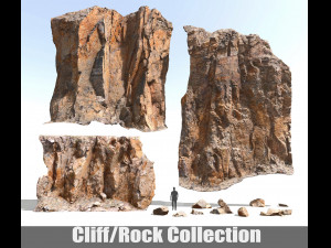 cliff and rock scan collection real- pbr low poly game ready 3D Model