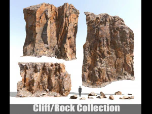 cliff and rock scan collection real- pbr low poly game ready 3D Model