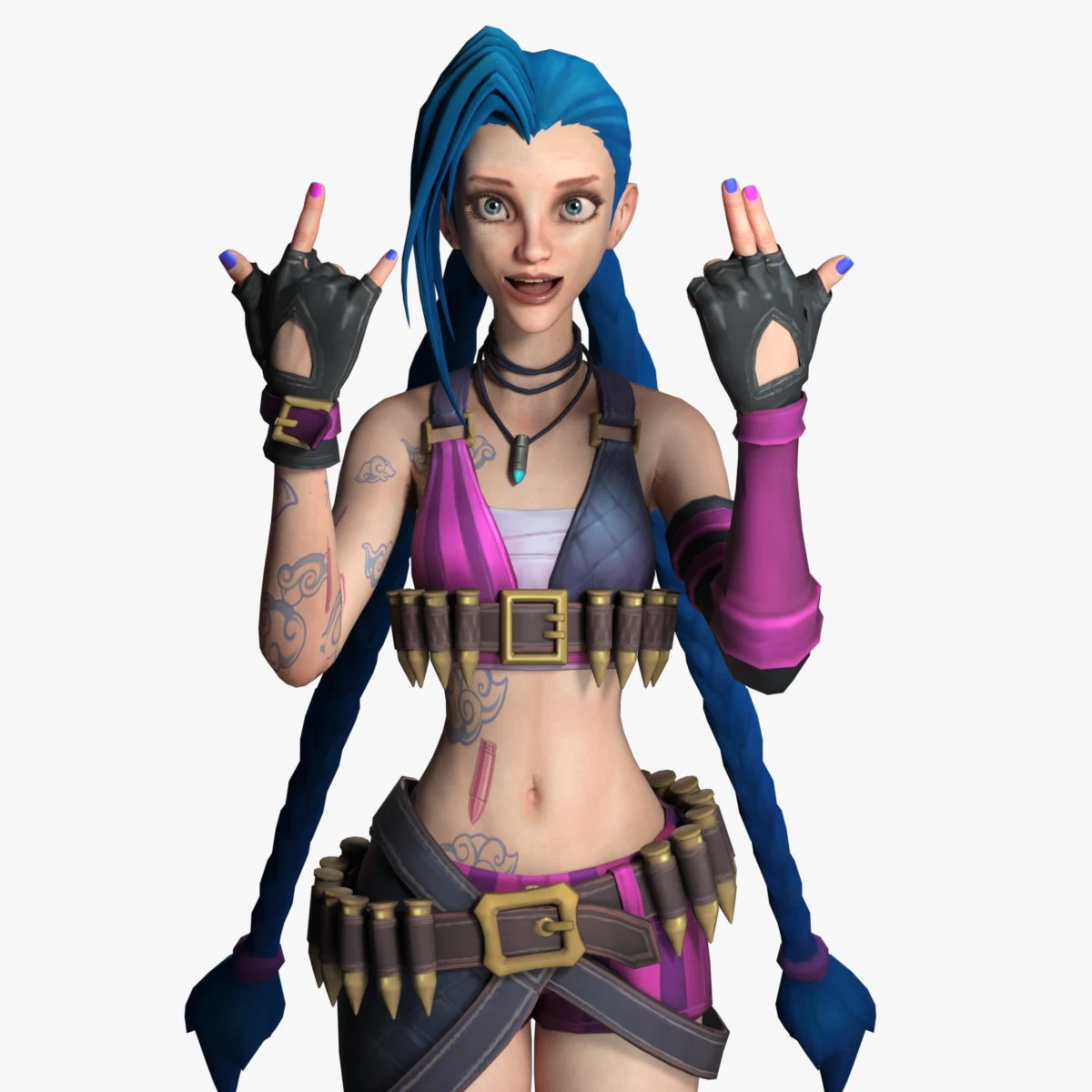 Jinx league of legends 3d 3D Model .c4d .max .obj .3ds .fbx .stl .blend