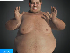 personagem nu de homem gordo realista Modelo 3D