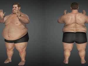 realistic fat man naked character 3D Model