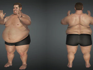realistic fat man naked character 3D Model