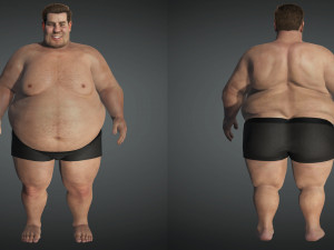 realistic fat man naked character 3D Model