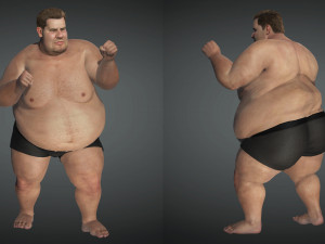 realistic fat man naked character 3D Model