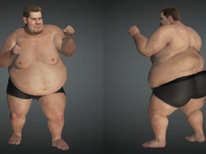 realistic fat man naked character 3D Model