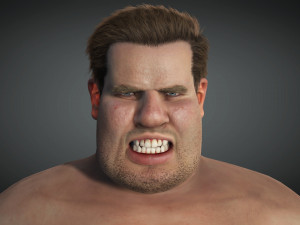 realistic fat man naked character 3D Model