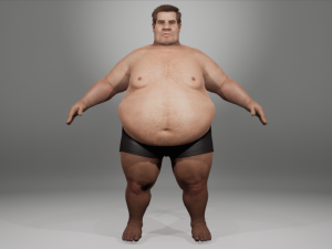realistic fat man naked character 3D Model