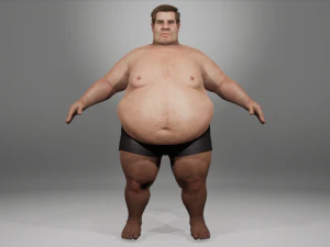 realistic fat man naked character 3D Model